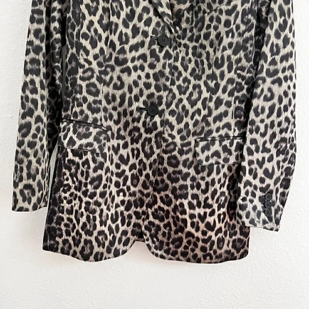 NWT Smythe Original Boyfriend Blazer In Classic Grey Leopard US 2‌‌‌‌‌‌‌‌‌‌‌‌‌‌‌
